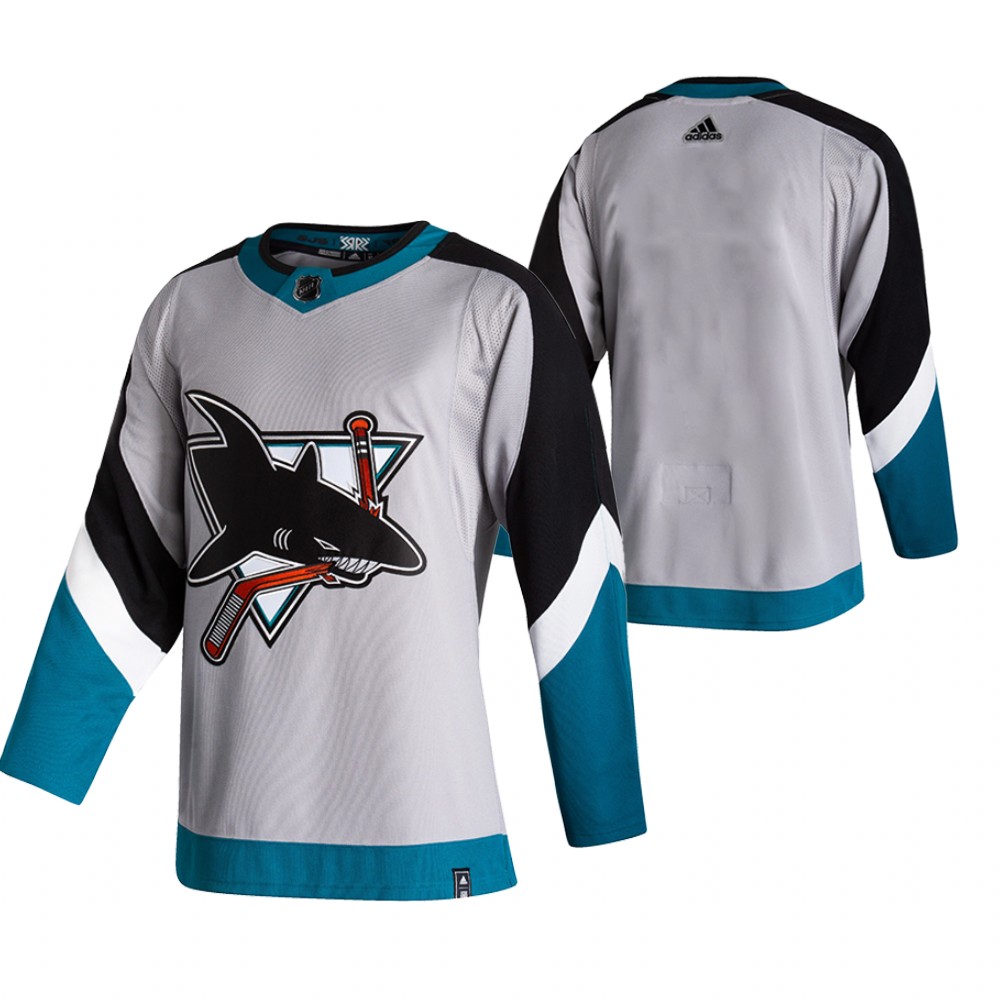 2021 Adidias San Jose Sharks Blank Grey Men Reverse Retro Alternate NHL Jersey